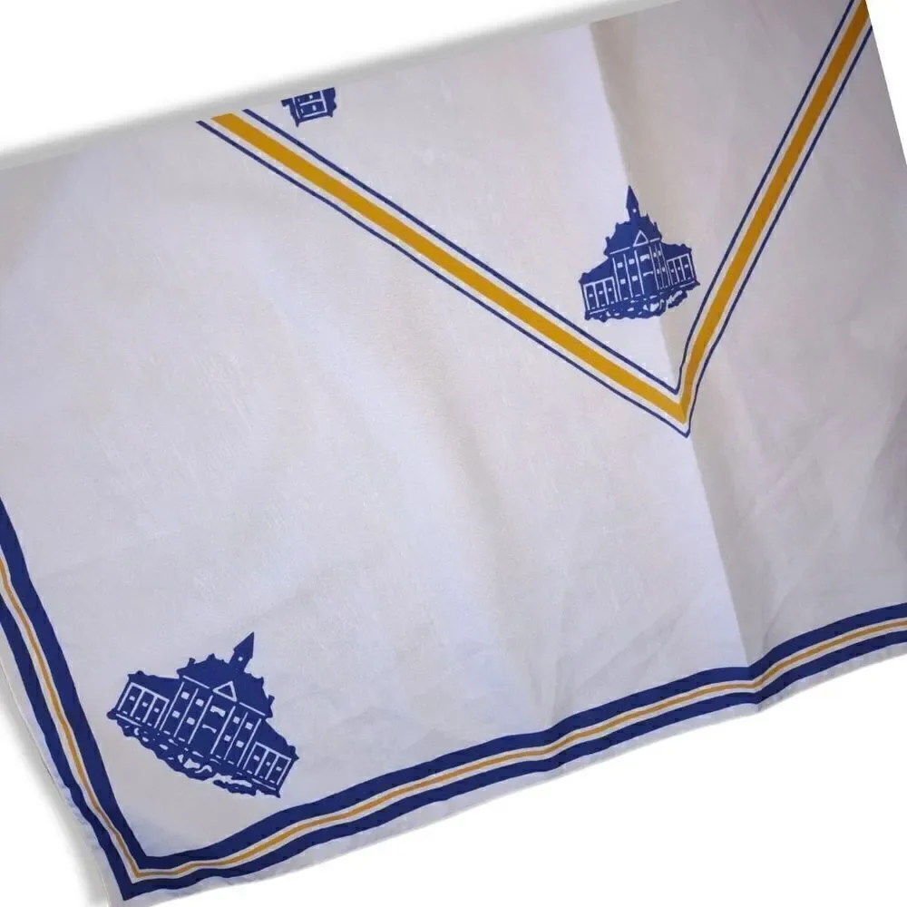 Wm. Chelsea Ltd. White Scarf Wrap‎ Square Blue Stamford Stamford Blue Gold